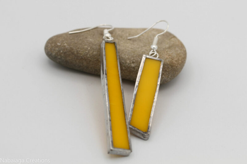 Boucles d'oreilles vitrail Jaune opaque