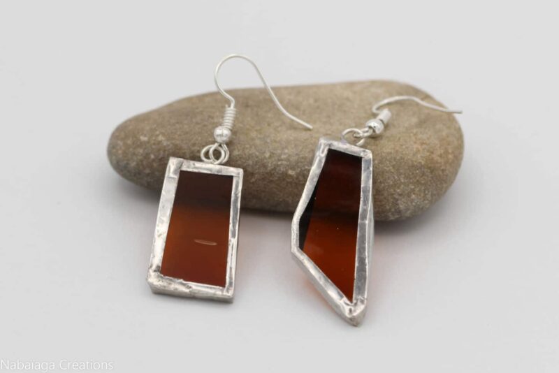 boucles d'oreilles vitrail orange translucide 2