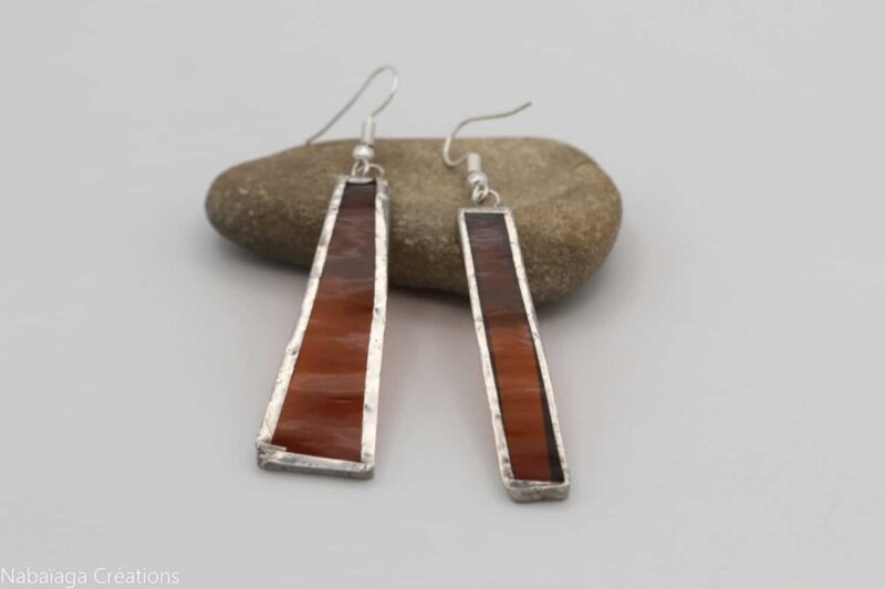 Boucles d'oreilles vitrail orange translucide