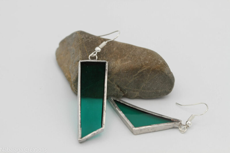 Boucles d'oreilles vitrail vert émeraude 2