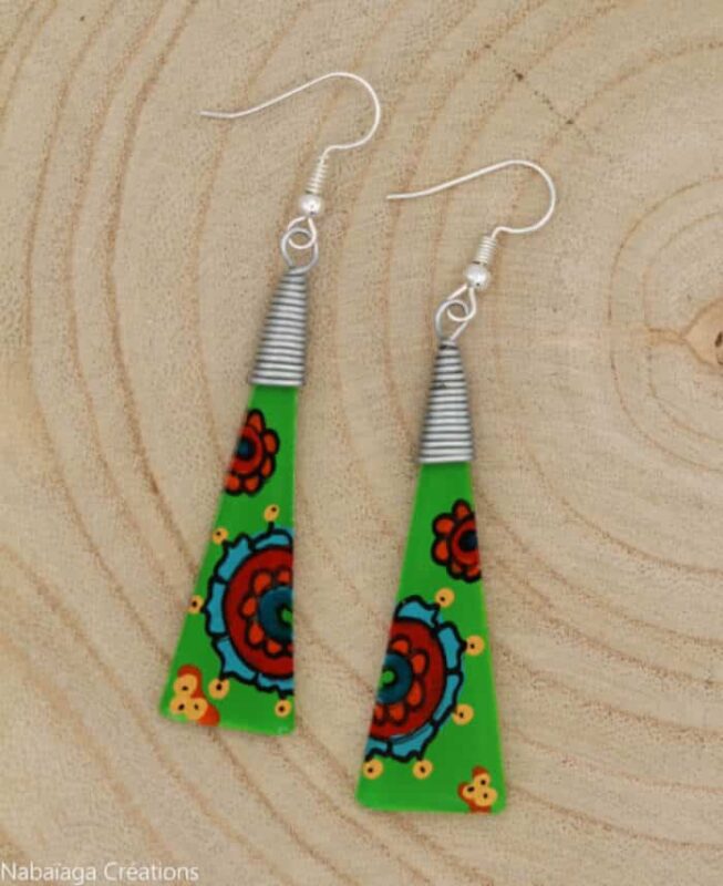 Boucles en verre Mandala verte