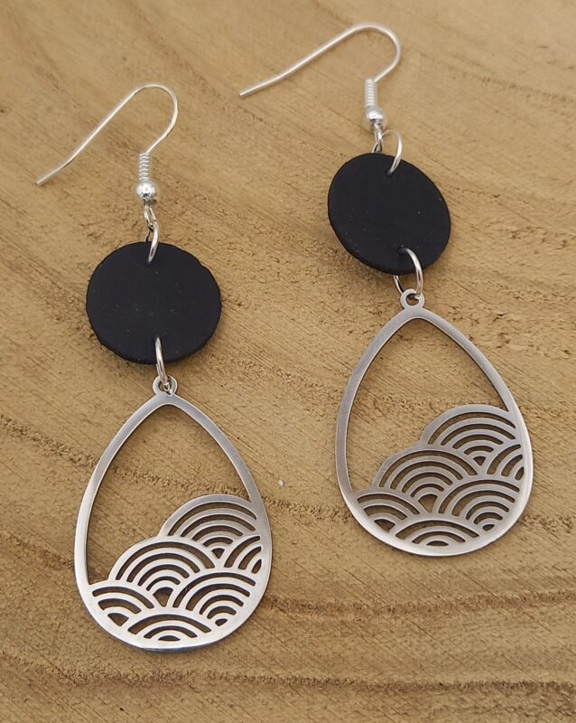 Boucles D’oreilles Chambre À Air Argentées “Les Hokusais”