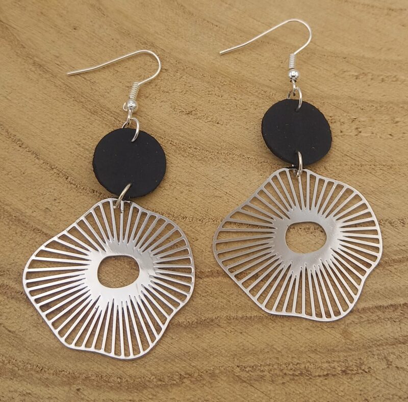Boucles D’oreilles Chambre à Air Argentées “Les Rayonnantes”