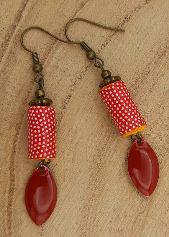 Boucles d'oreilles "Les Tubulaires" à pois