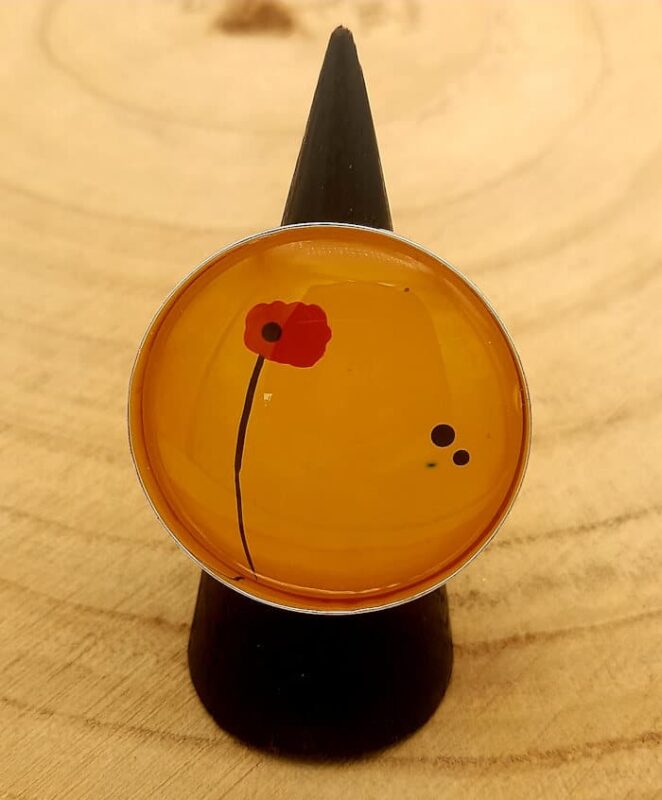Grosse Bague en verre peint à la main - Jaune